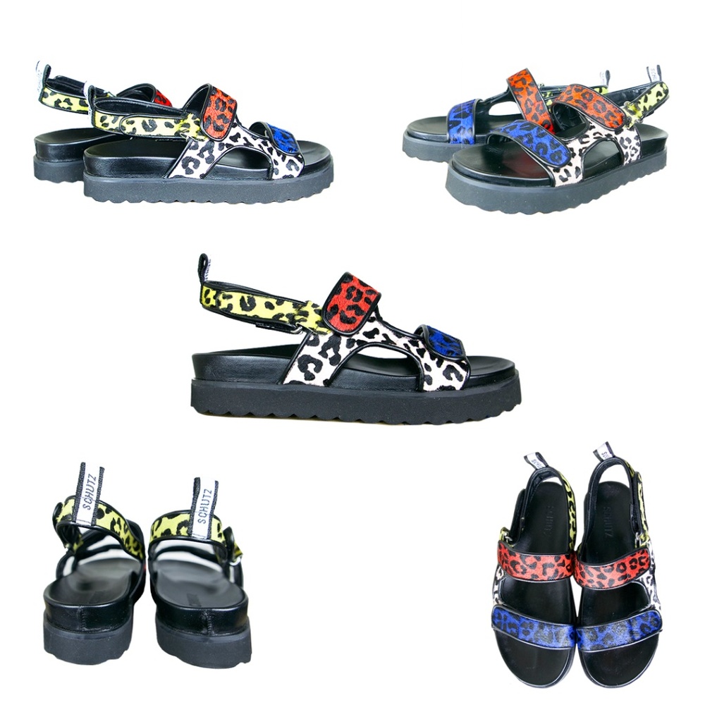 Schutz Zaha Leopard Print Haircalf Platform Sandal